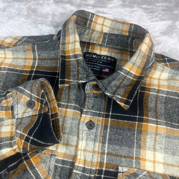 Howitzer Other - Howitzer Mens XL Adult Flannel Shirt Black Orange Plaid Patriot Made In USA
